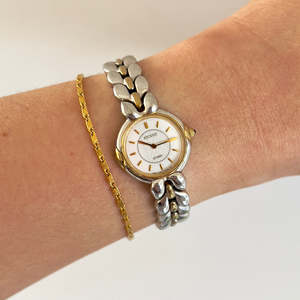Birth Year Watches 1994: Citizen Two Tone Woman's Watch with Leaf Bracelet, Diamond Dust Dial & Blue Crown Stone