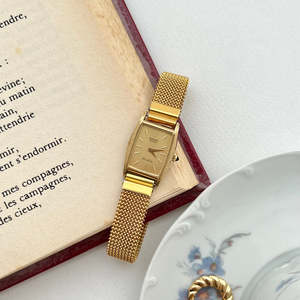 Birth Year Watches 1990: Seiko Exceline Gold Tonneau Women's Watch with Textured Case