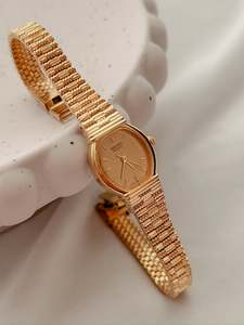Birth Year Watches 1979: Seiko Gold Toned Vintage Watch with Bamboo Bracelet