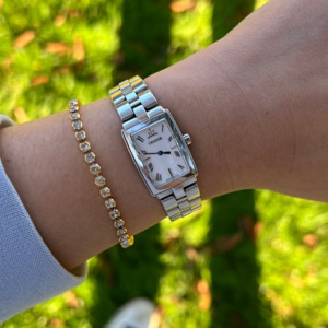 Credor: Credor by Seiko Tank Silver Womens Watch with Roman Numerals