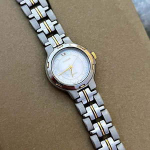 Seiko Exceline Bold Two Tone Woman's Watch with Pearl Dial