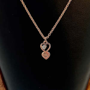 Jewellery Sparkly Things: Coach Double Heart Pendant Rose Gold Tone Necklace