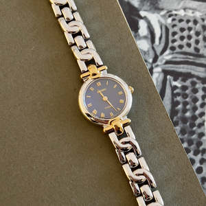Birth Year Watches 1992: Seiko Two Tone Bracelet Sculpted Woman's Watch with a Blue Dial