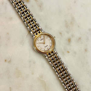 Seiko Exceline Two Tone Piece with Integrated Basketweave Bracelet