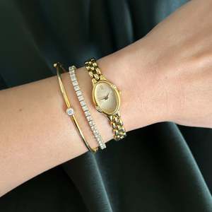 Seiko Tisse Gold Rice Bracelet Watch with Inlaid Diamonds