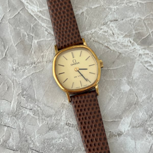 Leather Strap: Omega De Ville Cushion Case Woman's Watch