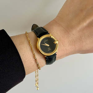Leather Strap: Gucci G Bezel Black Dial Women’s Watch