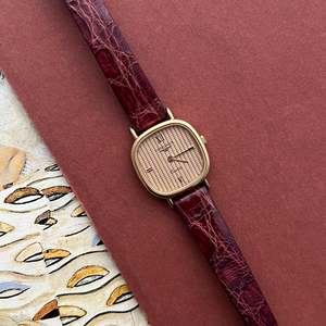 Leather Strap: Longines Wafer Textured Dial Burgundy Strap Women’s Watch