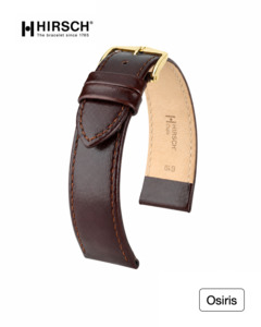 Leather Strap: Hirsch Osiris Watch Strap in Brown Gloss