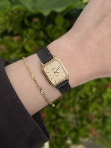 Omega De Ville Gold Tone Rectangular Champagne Watch