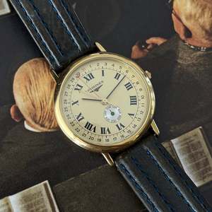 Leather Strap: Longines Charleston Champagne Pointer Date Watch
