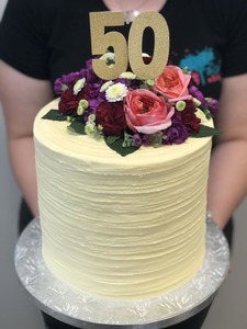Cream Ribbed with Fresh Flowers and Toppers - The Girl on the Swing
