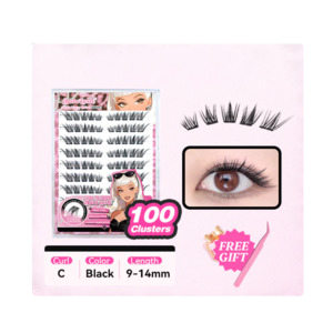Babe Lash Glue Free Cluster Eyelashes New (Black Adhesive)