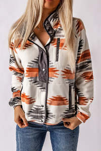 Amberley1971: Gray Western Aztec Snap Buttoned Fleece Jacket