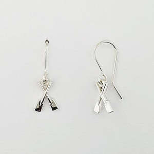Rowing Jewellery: Rowing Sterling Silver Crossed Oar on Hook Earring