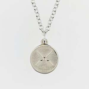 Rowing Sterling Silver Crossed Oar Disc Bracelet