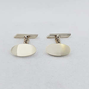 Cufflinks Tie Clips: Sterling Silver Oval Cufflinks