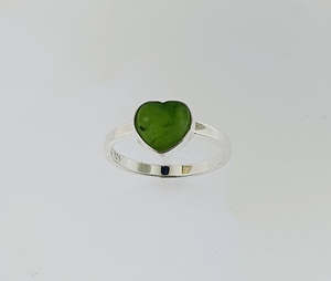 Greenstone Sterling Silver Heart Ring