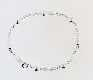 Bangles Bracelets: Sterling Silver 5mm Ball and Cable Chain Bracelet