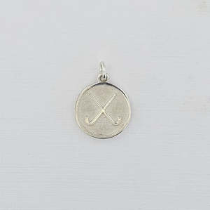 Hockey Sterling Silver Crossed Sticks Disc