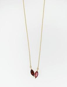Garnet & Pink Tourmaline 9ct Yellow Gold Pendant on Chain