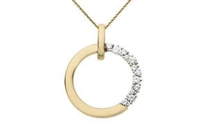 Pendants: Diamond 9ct Yellow Gold Pendant