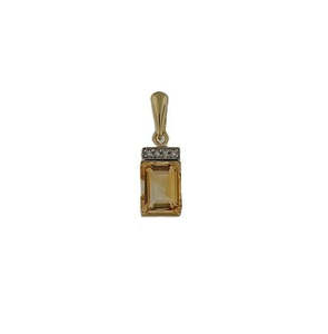 Citrine & Diamond 9ct Yellow Gold Pendant