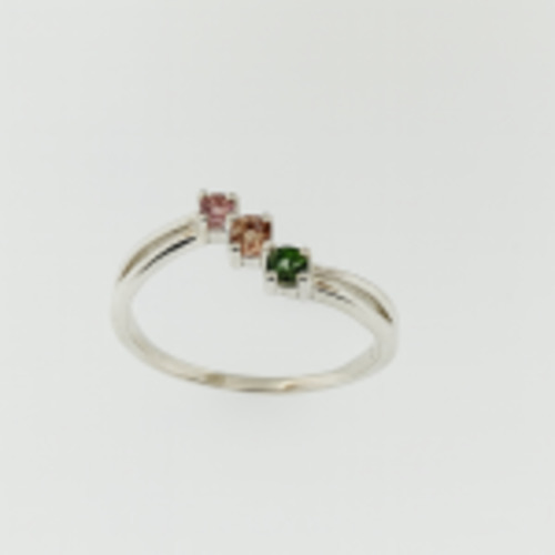 Pink & Green Tourmaline Sterling Silver Ring