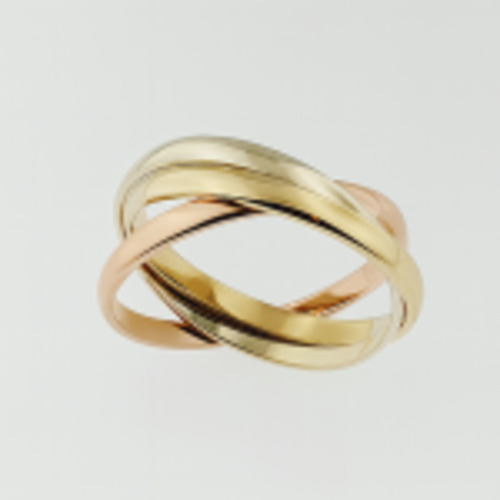 Rings: 9ct Yellow, White & Rose Gold Russian Wedding Ring