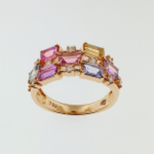 Multi-Coloured Sapphire 18ct Rose Gold Ring