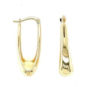 Earrings: 9ct Yellow Gold Elongated Hoop Earrings
