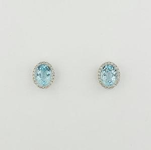 Earrings: Blue Topaz & Diamond 9ct White Gold Earrings