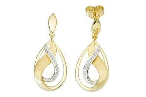 Earrings: Diamond 9ct Yellow Gold Drop Stud Earrings