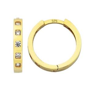 Earrings: 9ct Yellow Gold Cubic Zirconia Huggie Earrings