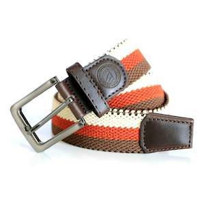 Belts: Khaki, Rust and Brown Striped Woven Belt