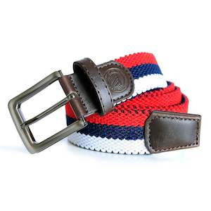 Belts: Red, Navy and White Striped Woven Belt