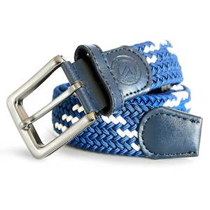 Belts: Navy with White Cross Woven Belt
