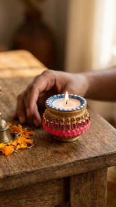 Build Your Own: Handcrafted Gem-Studded Clay Diwali Diyas (Pack of 7)