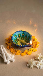 Build Your Own: Beautiful Diwali Peacock Diya - Pack of 2