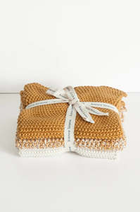 Bianca Lorenne washcloths - Set of 3 Ochre