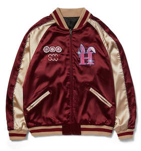 Mens Jackets: Huf x Freddie Gibbs Souvenir Jacket Reversible / Berry