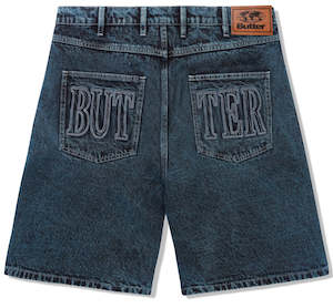 Mens Shorts: Butter Goods Applique Denim Jorts / Acid Indigo