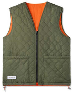 Mens Jackets: Butter Goods Chainlink Reversible Puffer Vest / Army / Orange