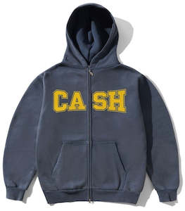 Hoodies Crew Sweatshirts: Cash Only Campus Zip Thru Hoodie / Washed Navy