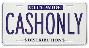 Cash Only: Cash Only License Plate / White