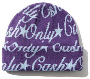 Cash Only Script Beanie / Purple