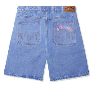 Mens Shorts: Cash Only Logo Denim Jorts / Washed Indigo