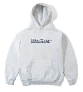Hoodies Crew Sweatshirts: Butter Goods Stripe Logo Applique Pullovee Hoodie / Ash
