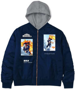Mens Jackets: Primitive x My Hero Academia Shoto Todoroki Bomber Jacket / Navy