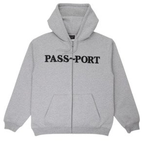 Hoodies Crew Sweatshirts: Passport Official Zip Up Hoodie / Ash